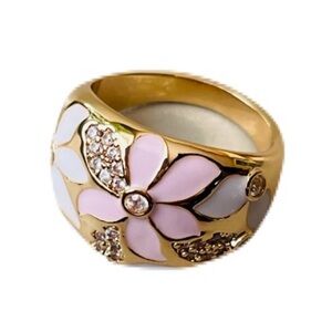 Piper K Floral Enamel Gold Plated Ring